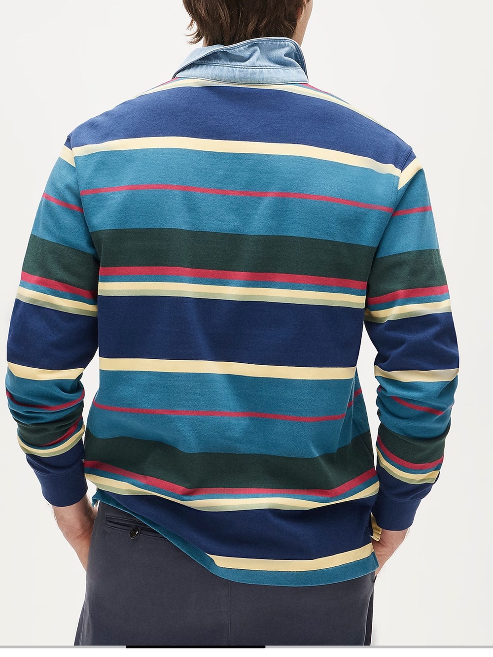 J.Crew Rugby shirt in stripe with denim collar - Picture 2 of 7